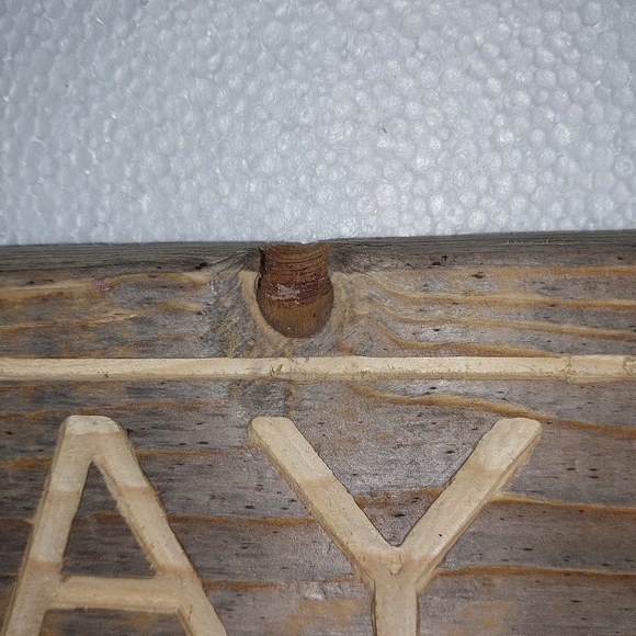 Wood Sign with engraved word PRAY. Was cut from reclaimed wood - Picture 2 of 5